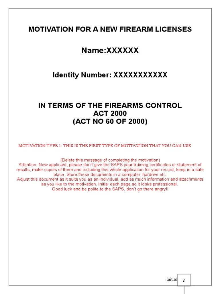 freesamplemotivationfornewfirearmlicense (2).doc Handgun