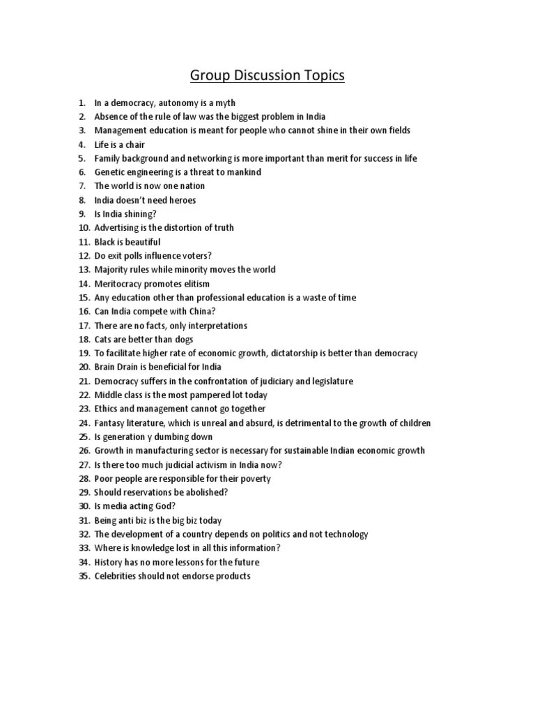 Group Discussion Topics PDF Meritocracy Democracy