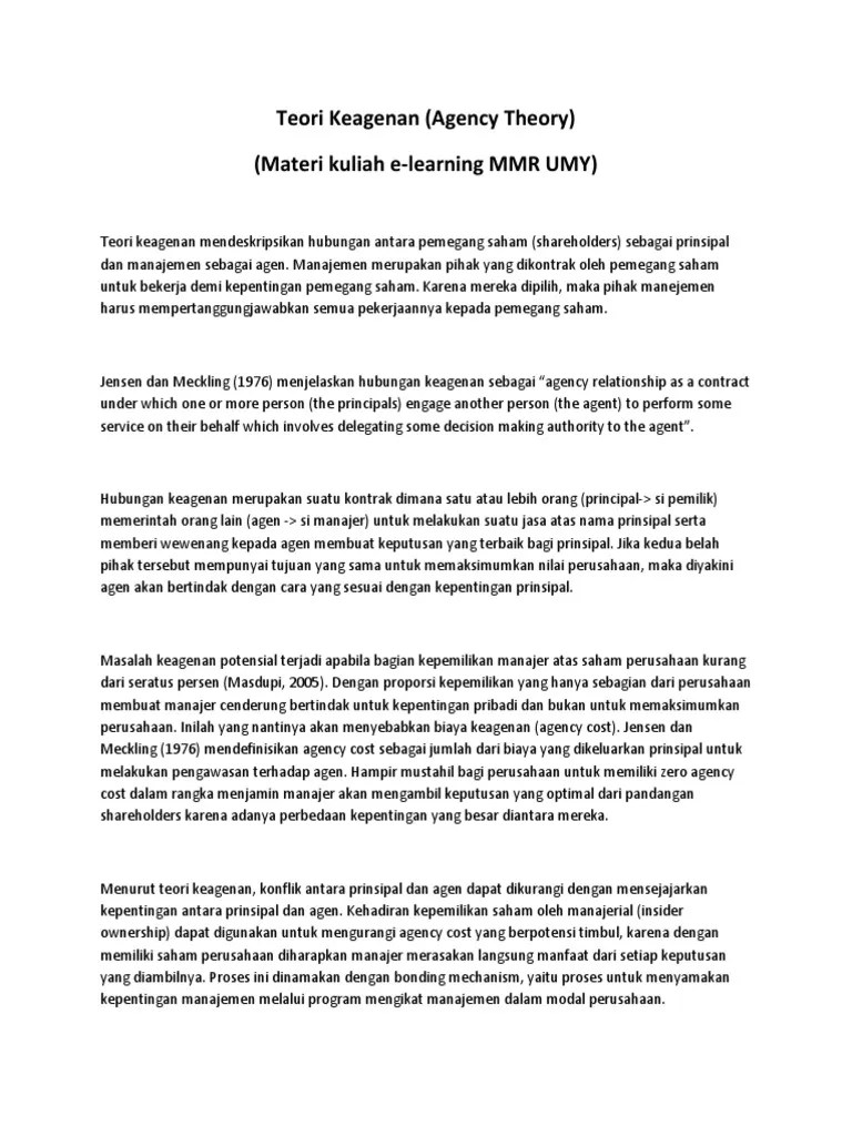 Teori Keagenan | PDF