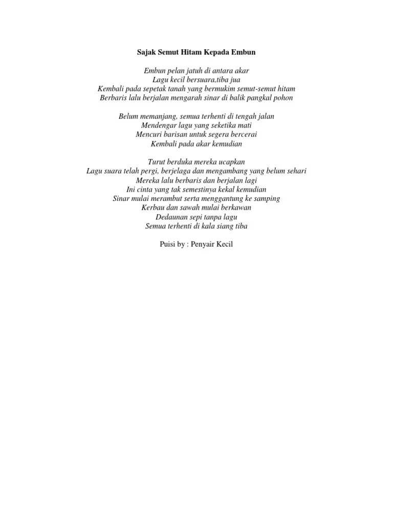 Sajak Semut Hitam Kepada Embun | PDF