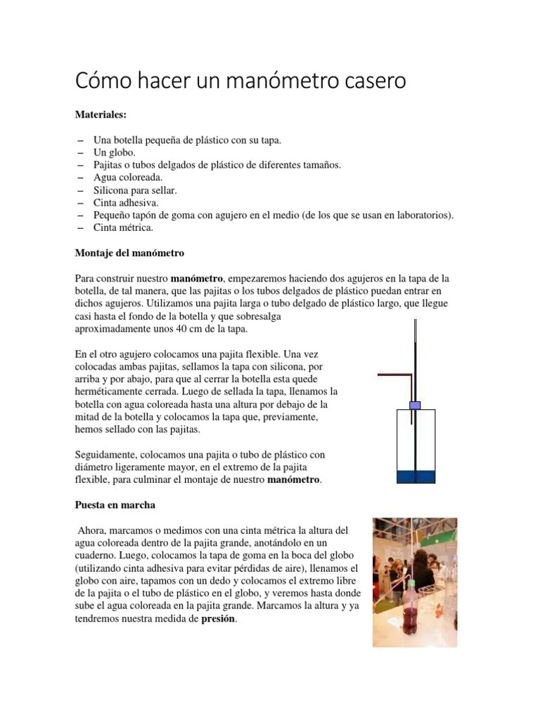 Cómo hacer un manómetro casero.docx Botella Presión