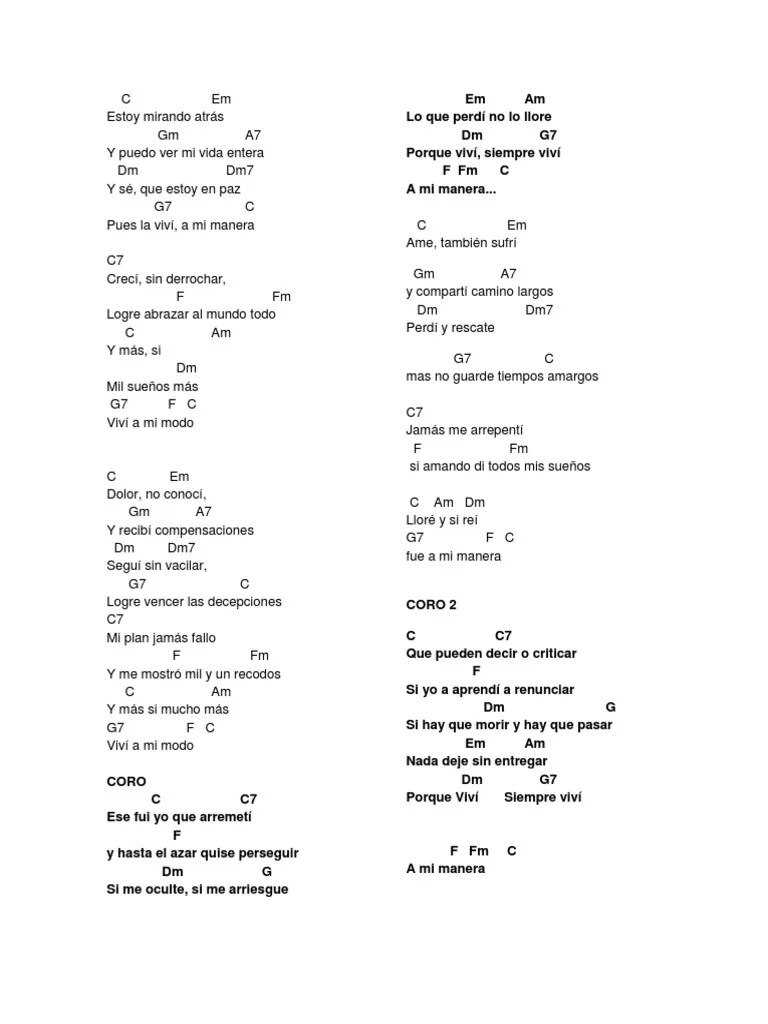 Para ti, uma nova vida [Download 37+] Letra De La Cancion A Mi Manera