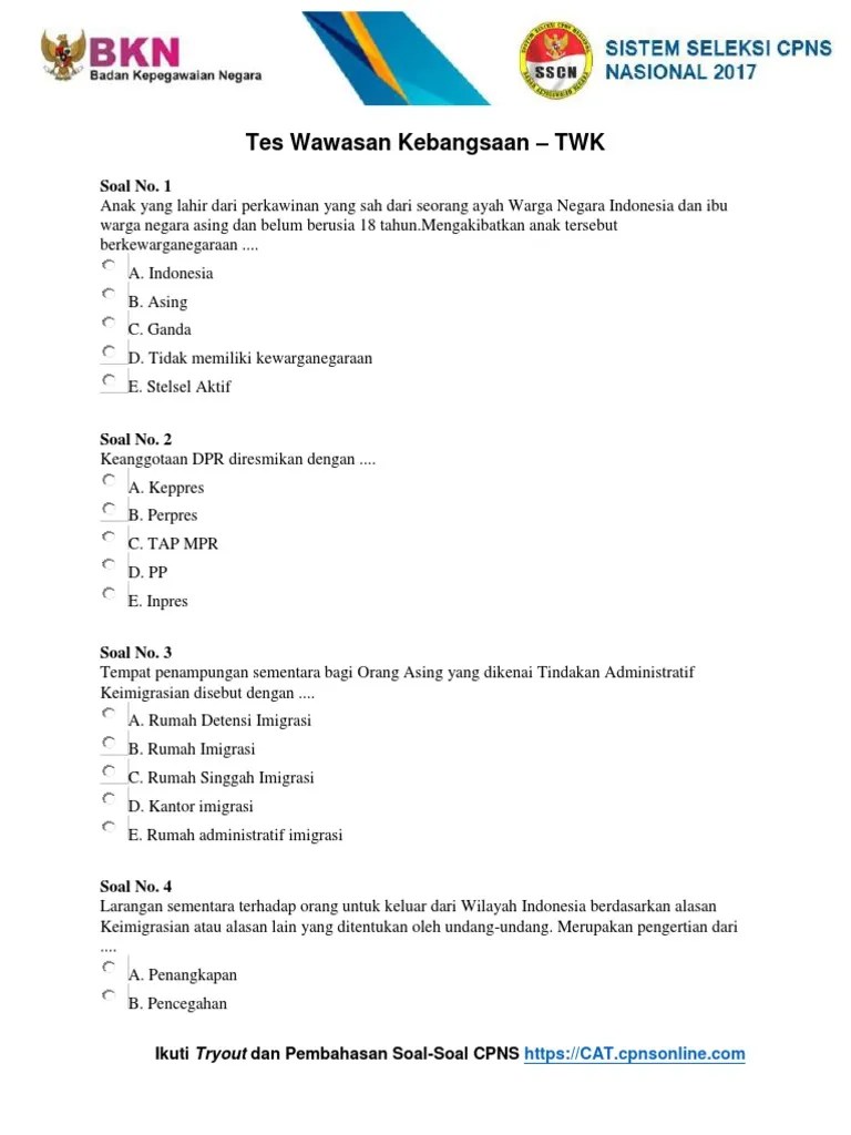 Contoh soal cpns 2018 pdf wawasan kebangsaan. 21 Contoh Soal Skd Cpns Dan Kunci Jawaban Kumpulan Contoh Soal