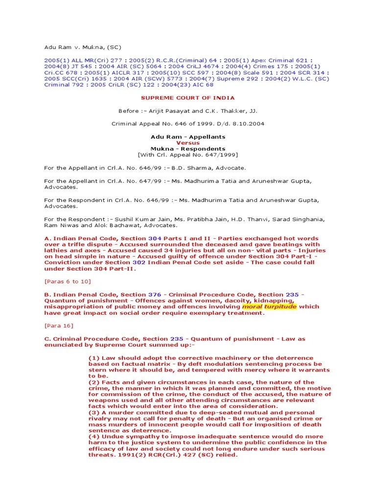 Judgement on Moral Turpitude Victimology Crimes