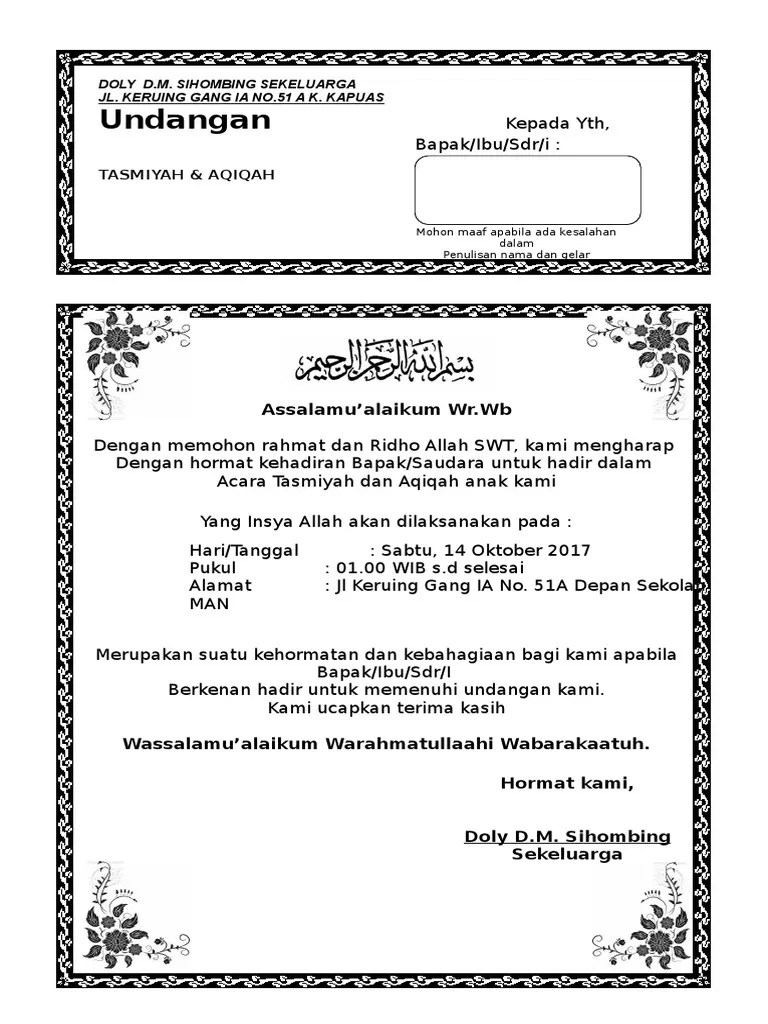 Undangan Aqiqah Dan Sunatan