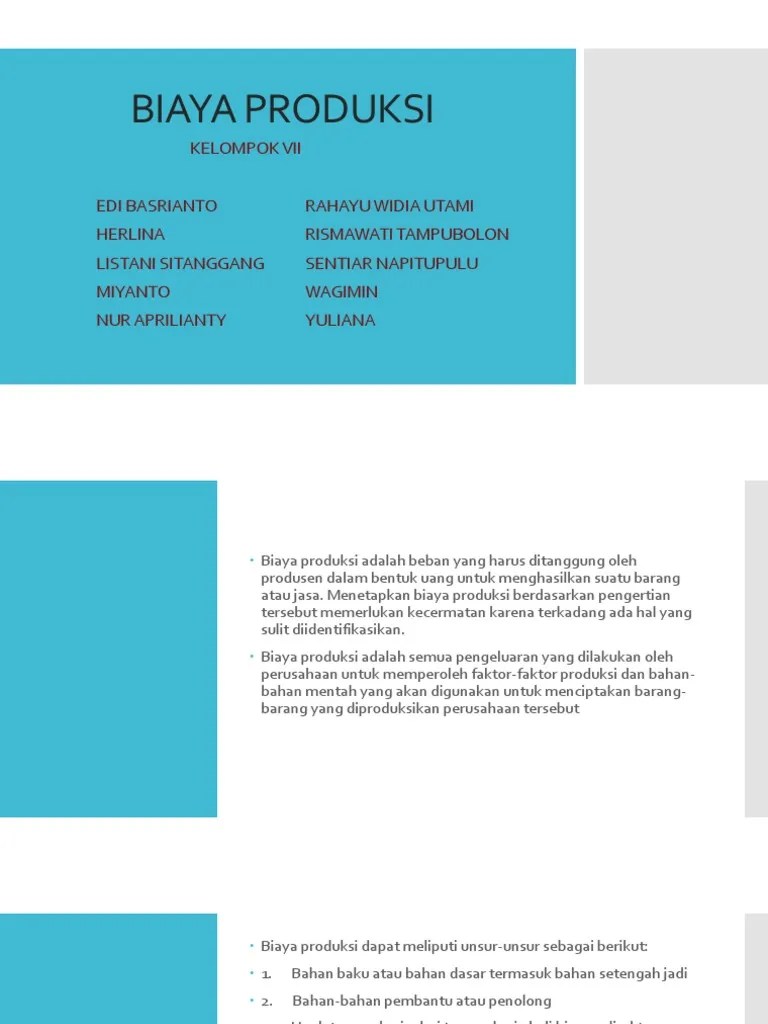 Makalah Biaya Produksi | PDF