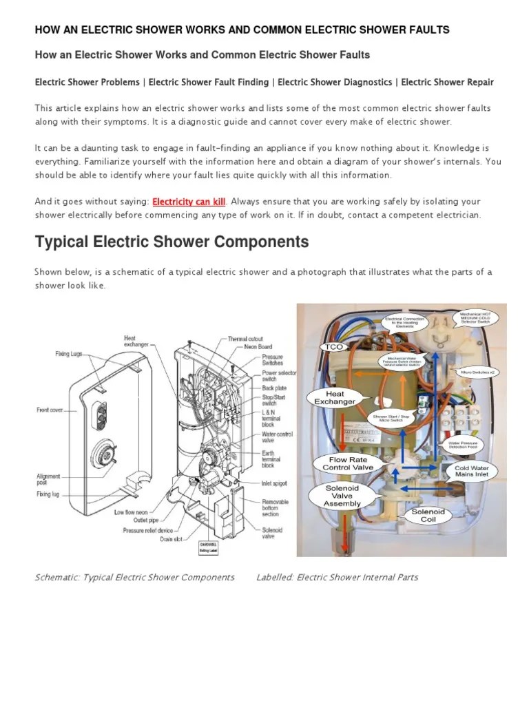 How An Electric Shower Works and Common Electric Shower Repair PDF Water Heating Switch