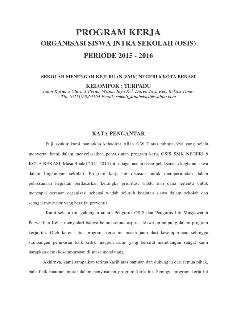 Contoh Program Kerja Osis Bidang Keterampilan Dan Kewirausahaan