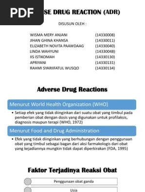 Adverse Drug Reaction (Adr) | PDF
