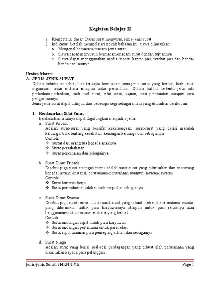 Contoh Surat Pribadi Yang Bersifat Resmi Adalah Surat – Berbagai Contoh