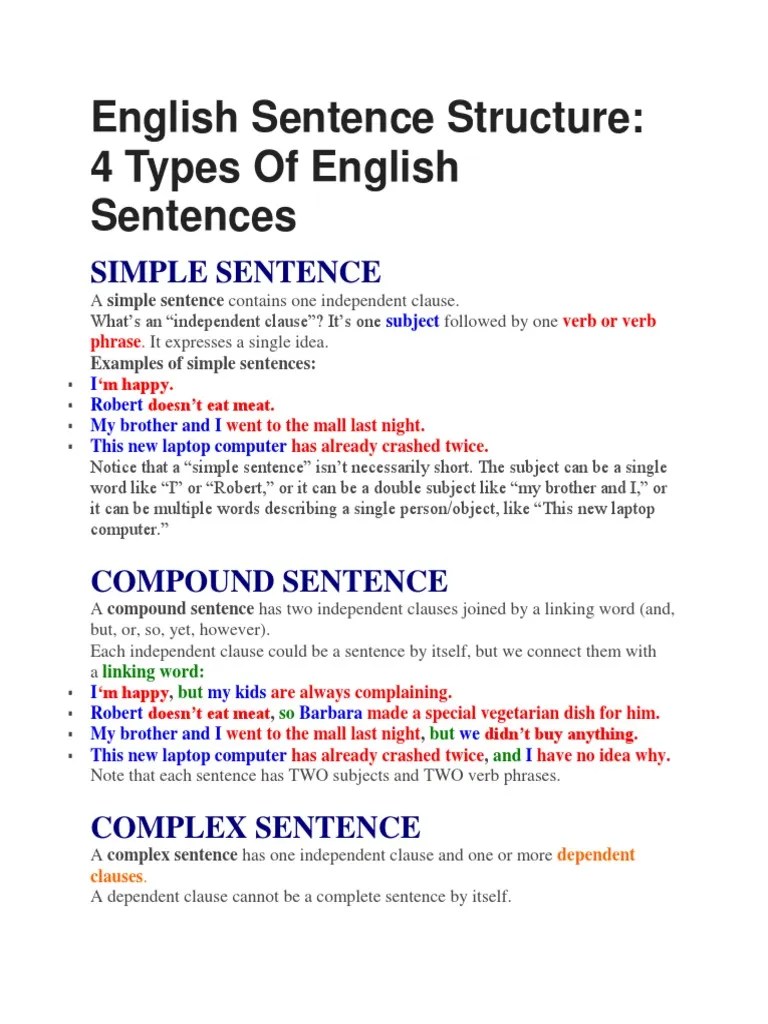 Sentence Structure PDF Sentence (Linguistics) Semiotics