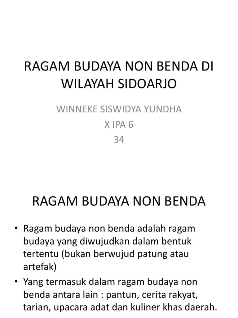 Ragam Budaya Non Benda Soal Kita