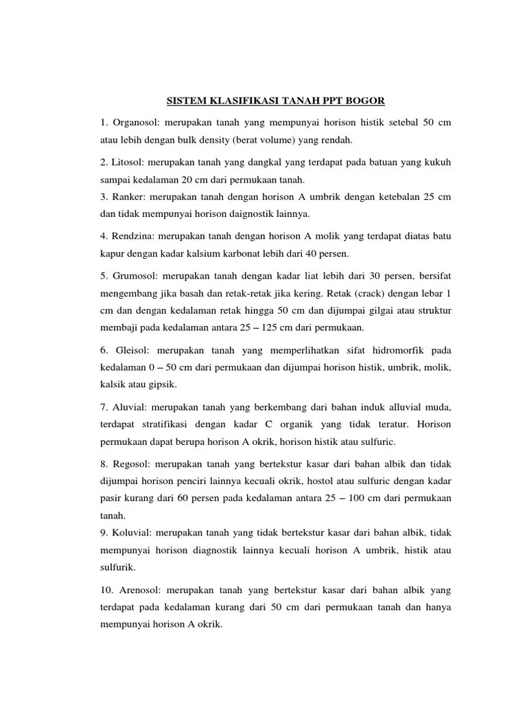 Sistem Klasifikasi Tanah Ppt Bogor