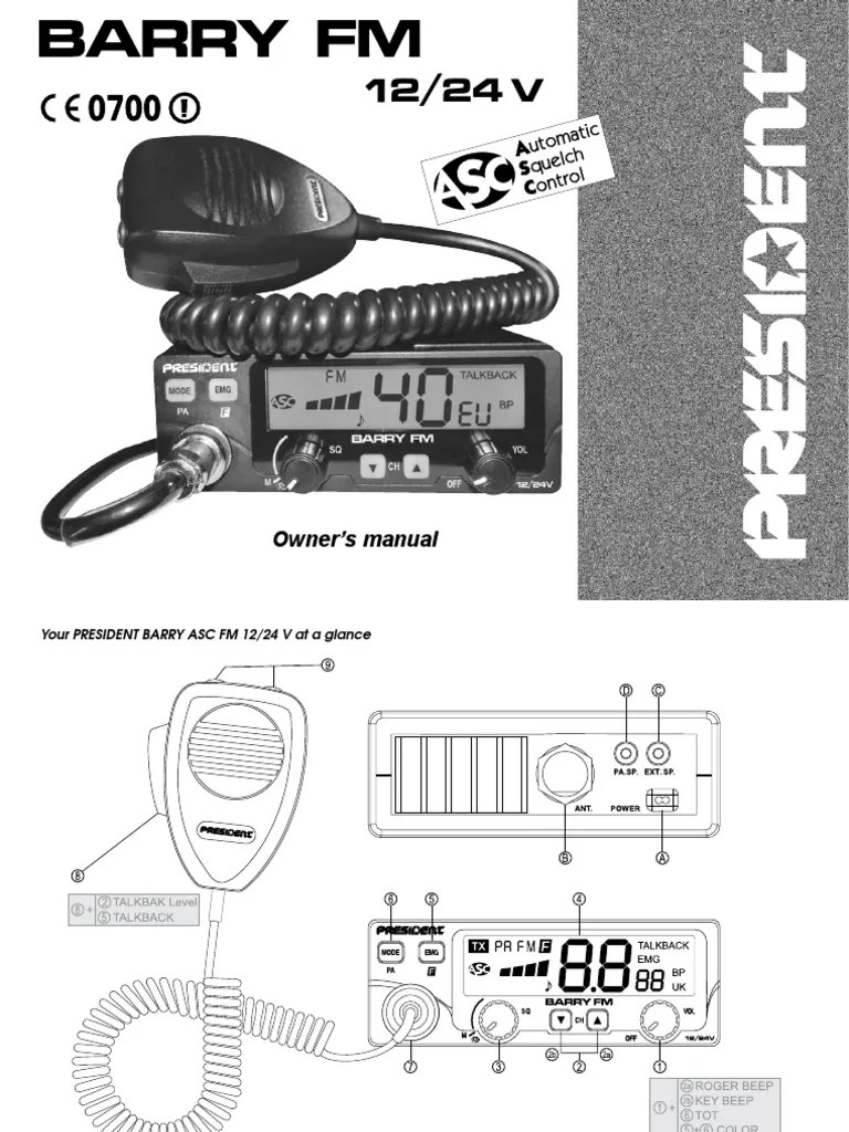 Manual President Barry ASC FM ENG PDF Coaxial Cable Radio
