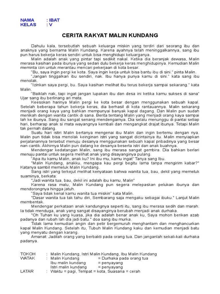 Cerita Rakyat Malin Kundang | PDF