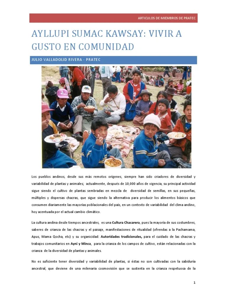 Ayllupi Sumac Kawsay Vivir A Gusto en ComunidadJvr PDF PDF