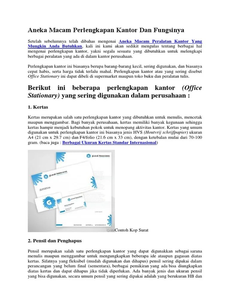 Jenis Jenis Peralatan Kantor Dan Fungsinya Berbagai Alat