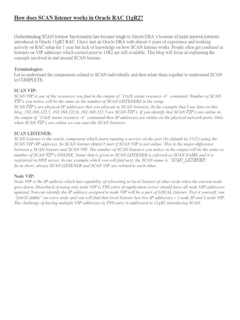 How Does SCAN Listener Works in Oracle RAC 11gR2 PDF PDF Domain