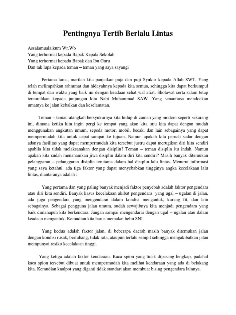 Pentingnya Tertib Berlalu Lintas | PDF