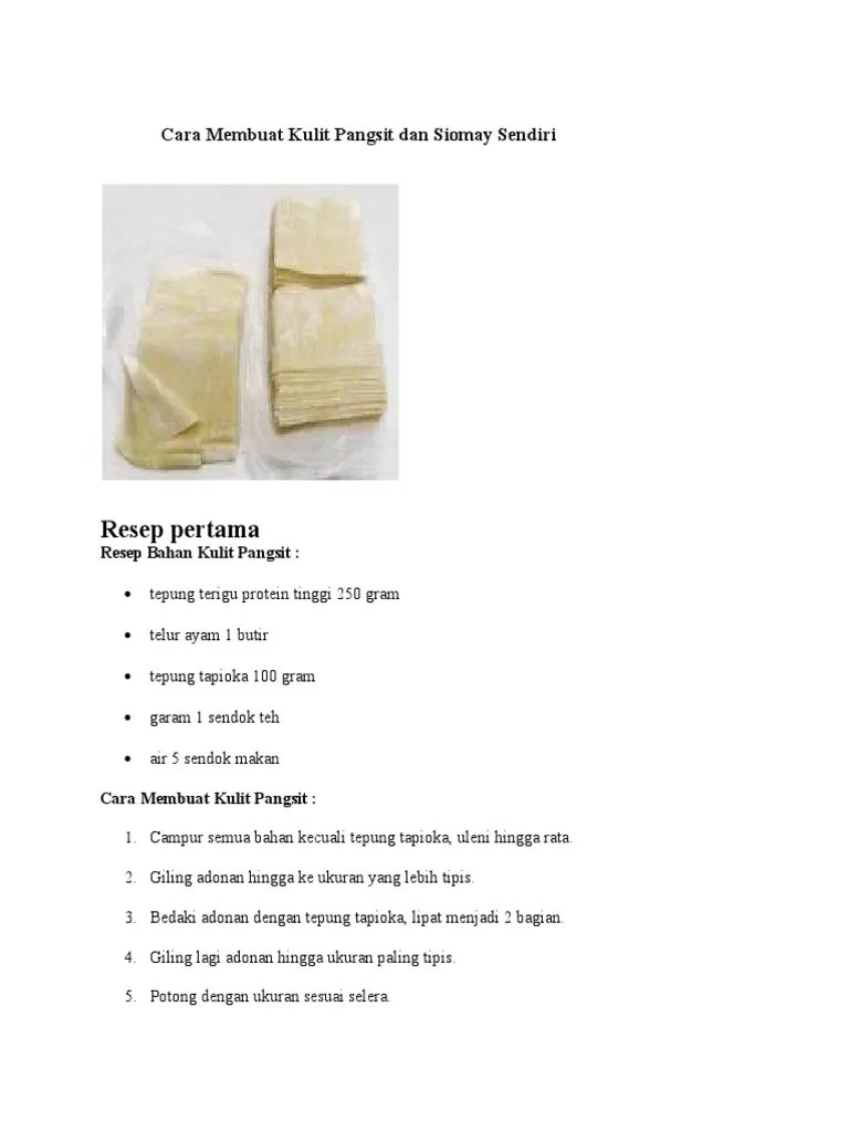 Cara Membuat Kulit Pangsit Dan Siomay Sendiri | PDF
