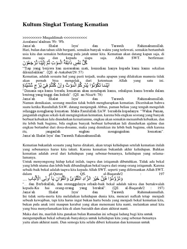 Kultum Singkat Tentang Kematian | PDF