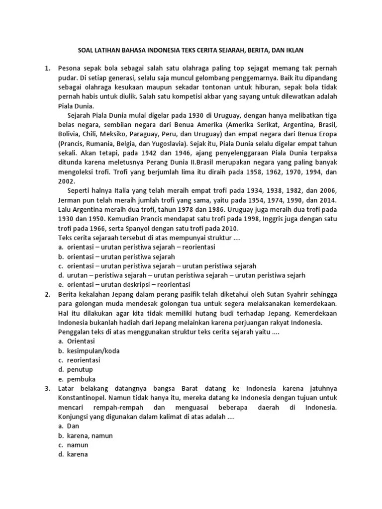 Latihan Soal Teks Cerita Sejarah