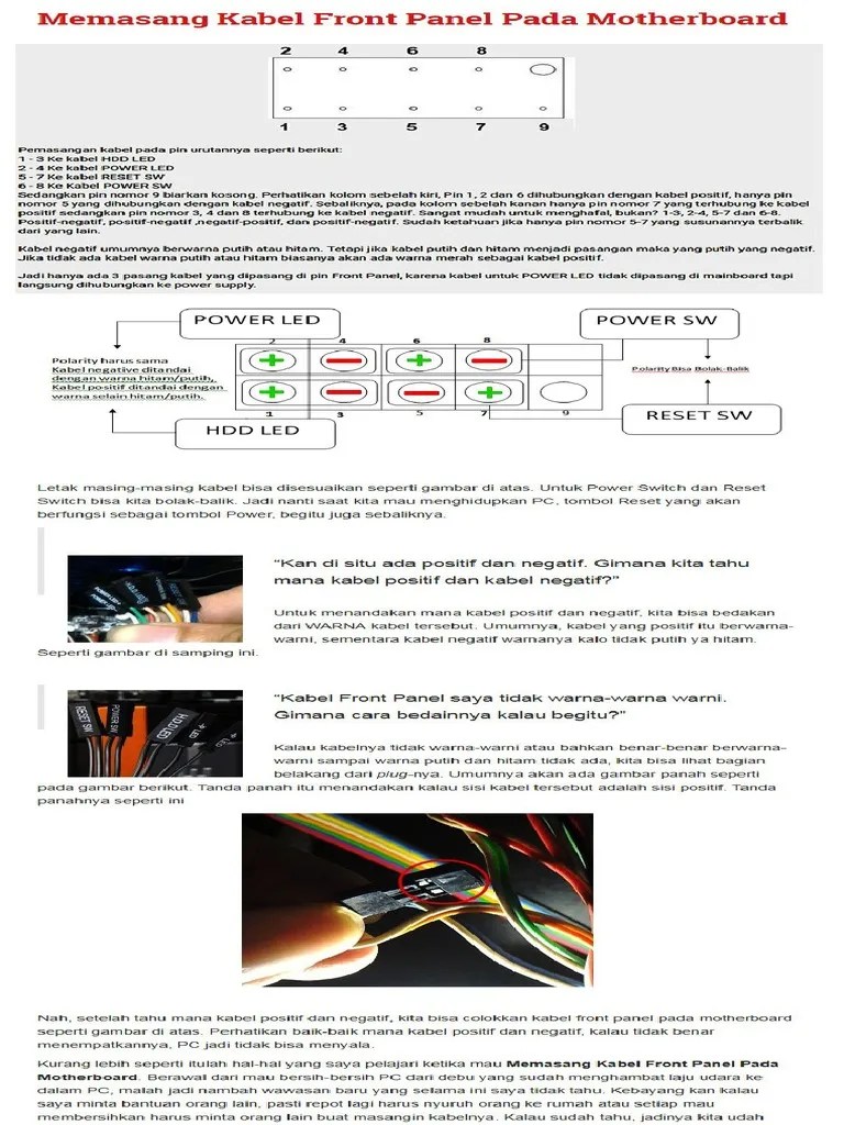 Memasang Kabel Front Panel PDF | PDF