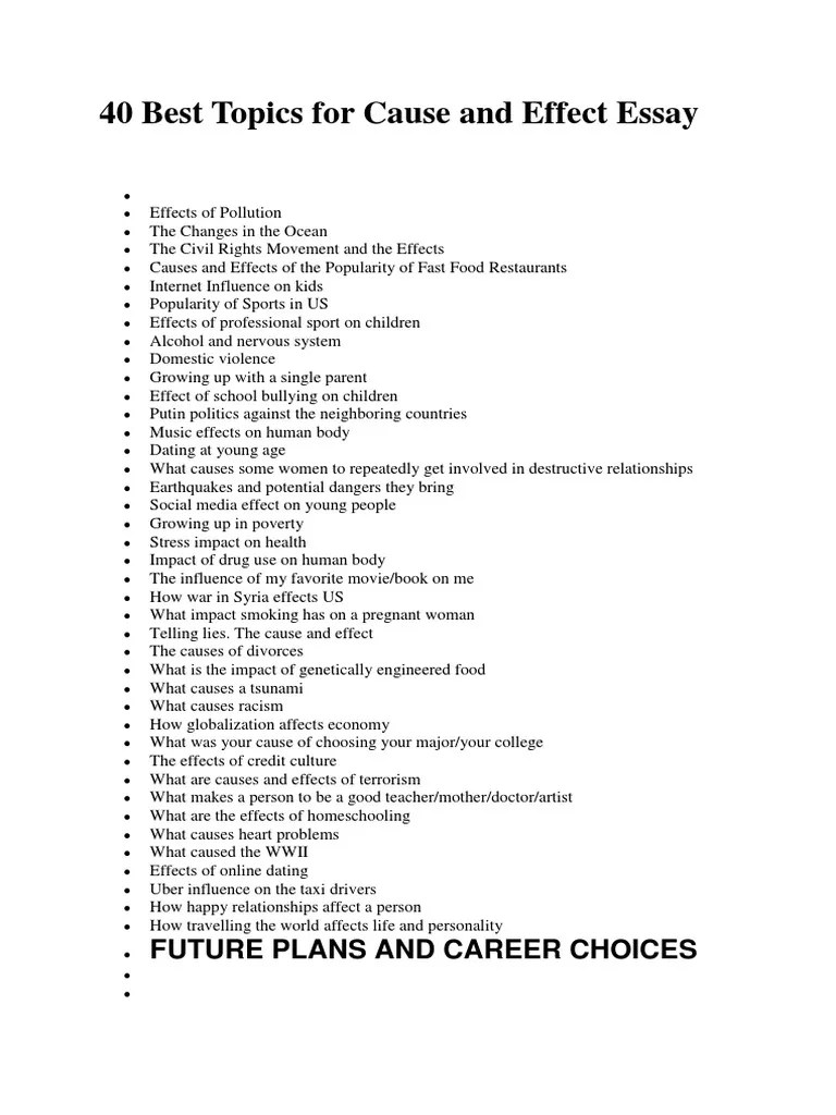 40 Best Topics for Cause and Effect Essay Physician Medical School