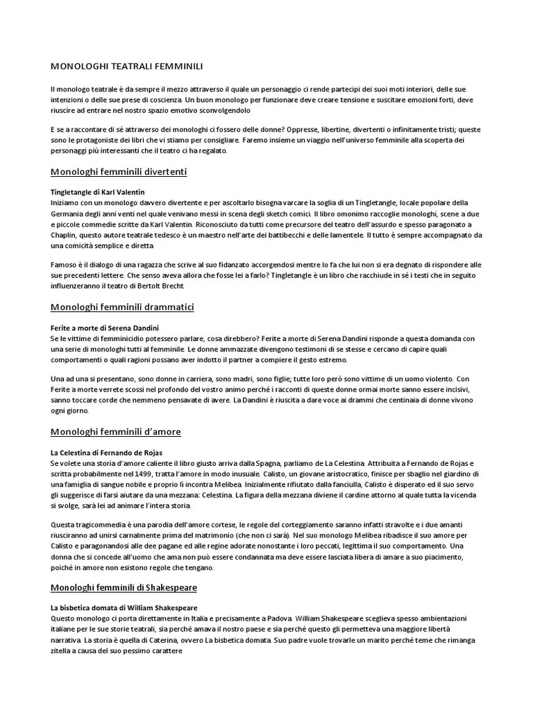 Monologhi Femminili 2 Scribd