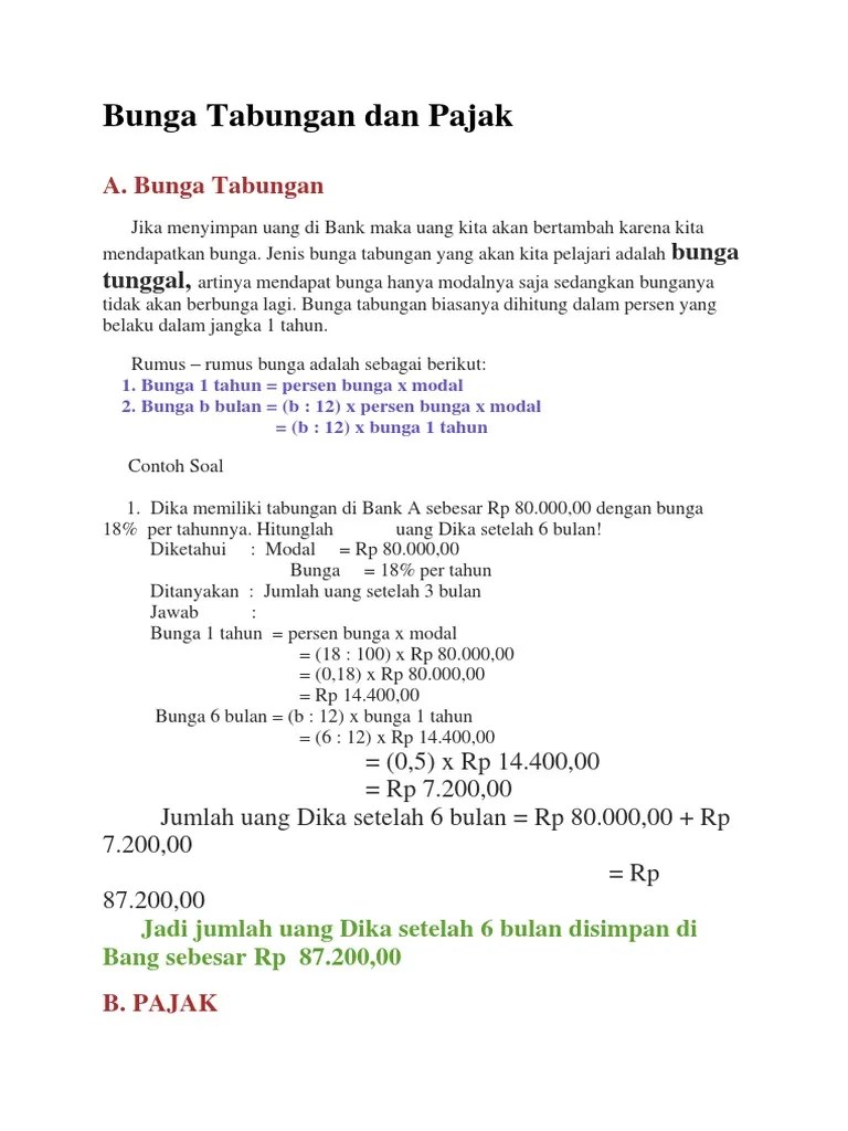 11+ Contoh Soal Bunga Tunggal Kumpulan Contoh Soal
