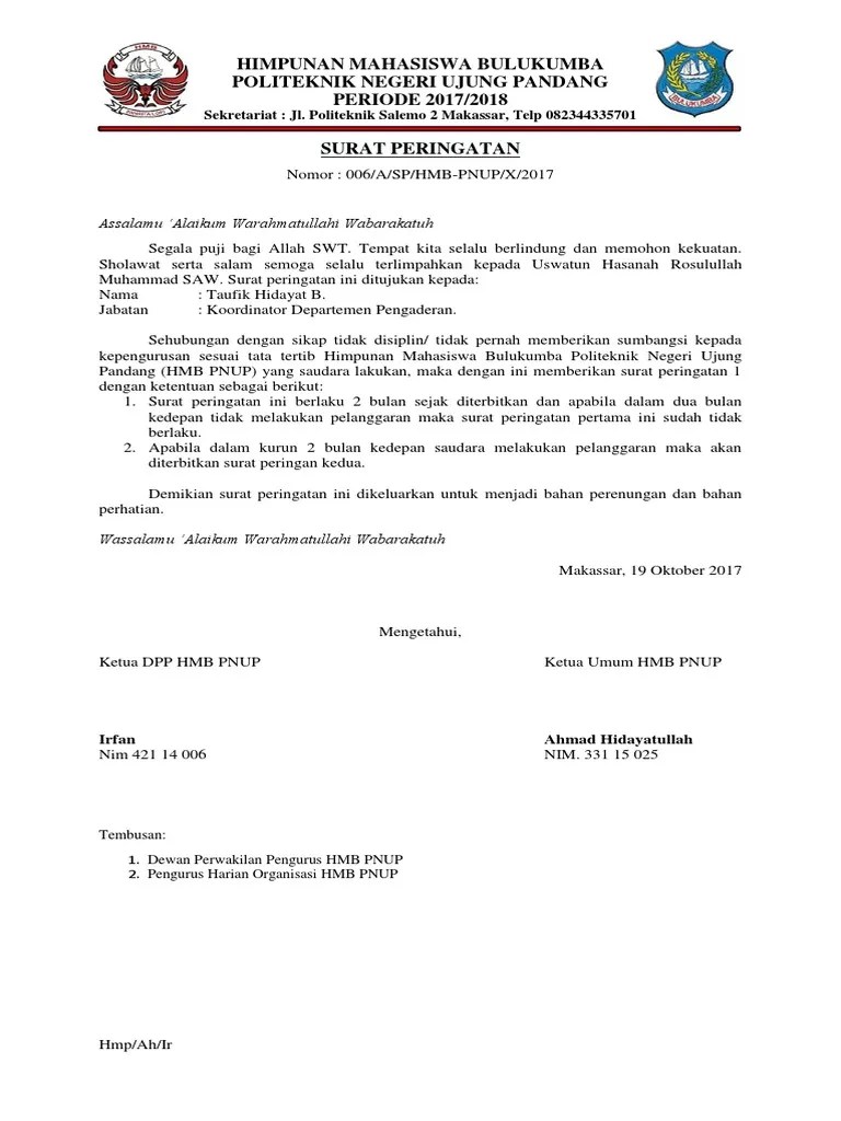 contoh Surat Peringatan