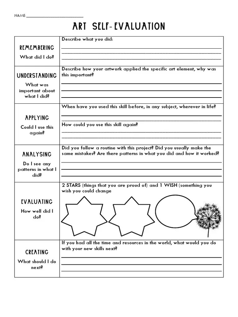 Art Self Evaluation PDF
