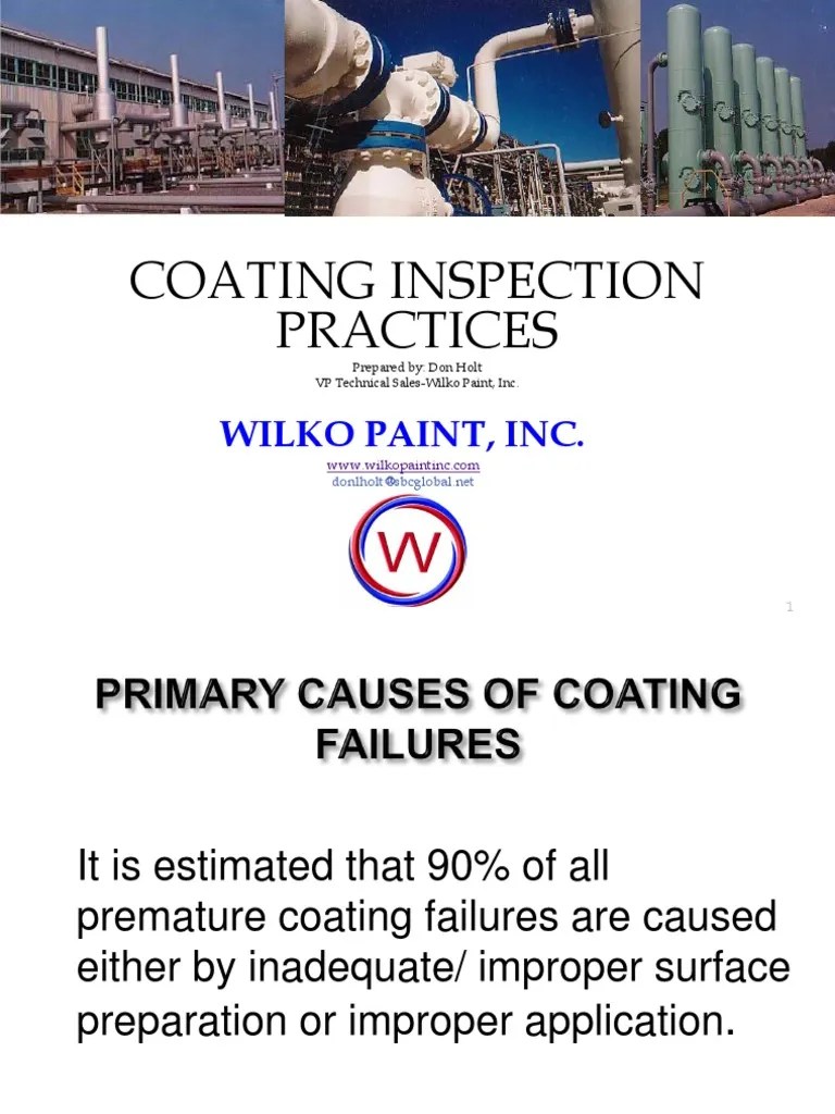 Coating Inspection Practices Wilko Paint, Inc PDF Industrial Processes Chemistry