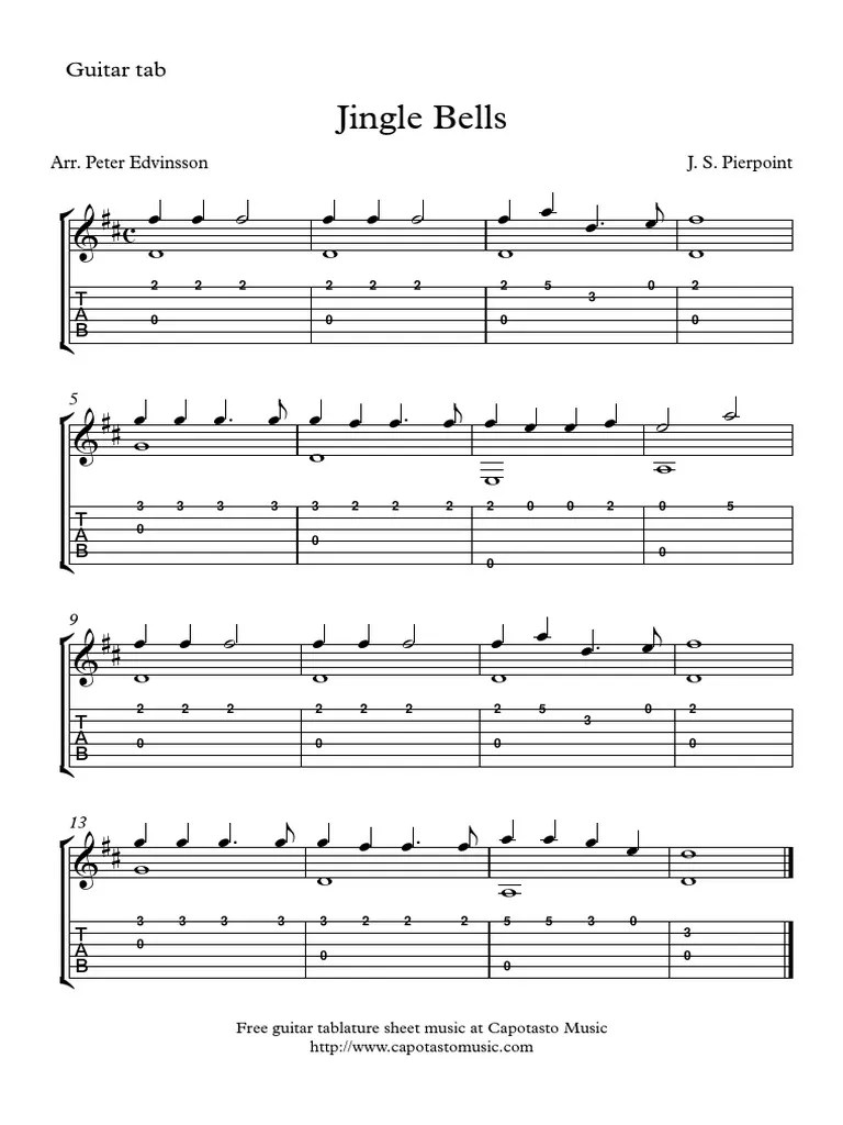 Jingle Bells Guitar Tab Solo Notation musicale Compositions musicales