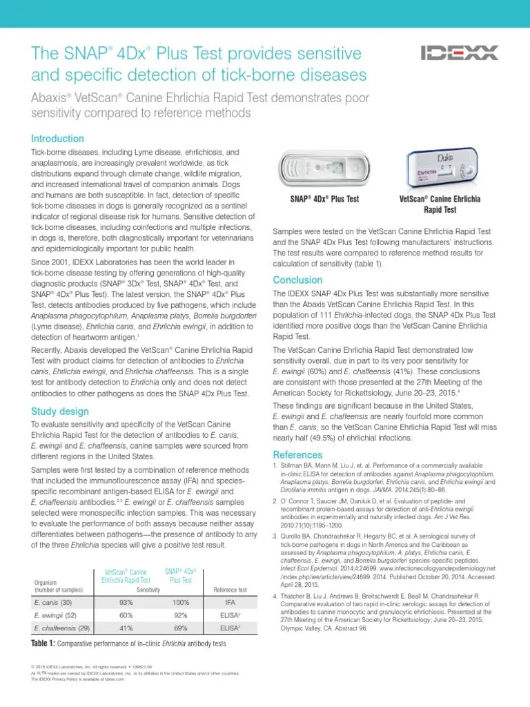snap-4dx-plus-sensitivity-specificity.pdf | Lyme Disease | Dogs | Free