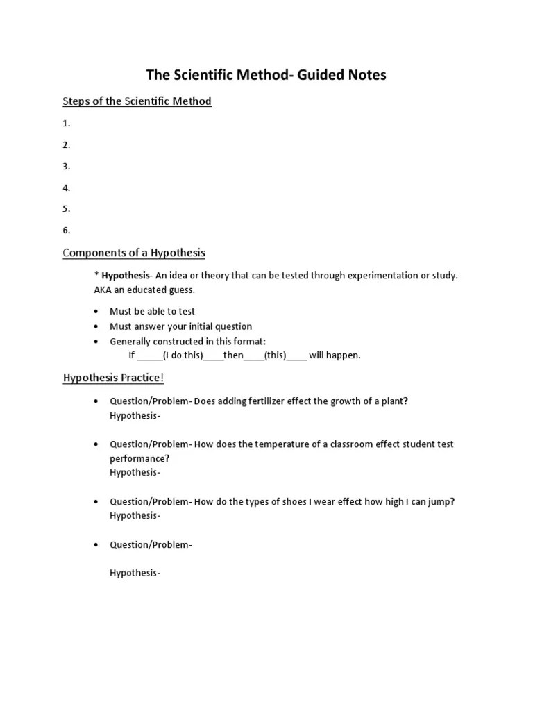 The Scientific MethodGuided Notes PDF