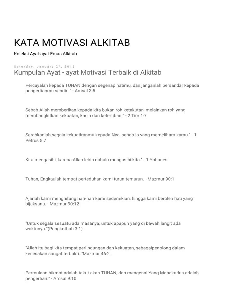 KATA MOTIVASI ALKITAB Kumpulan Ayat - Ayat Motivasi Terbaik Di Alkitab | PDF
