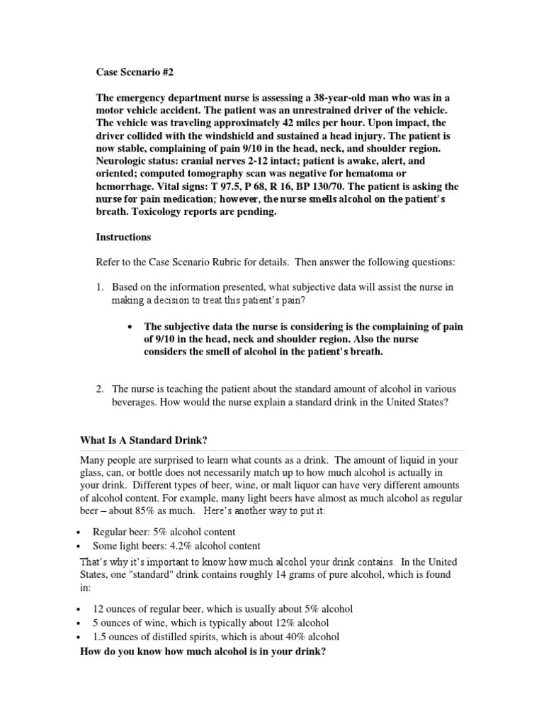Case ScenarioStudy 2 PDF Alcoholic Drinks Alcoholism