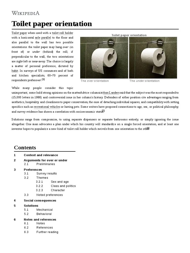 Toilet Paper Orientation Newspaper And Magazine