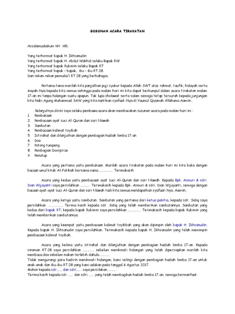 Susunan Acara Tirakatan | PDF