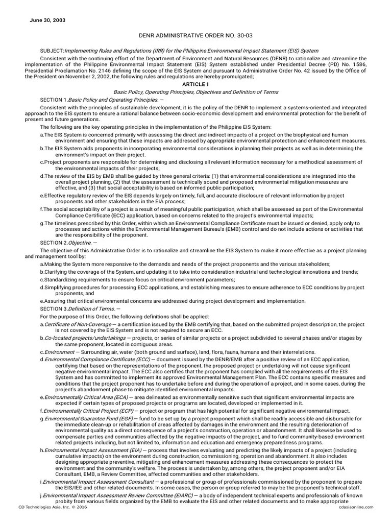 Dao 2003 30 PDF Environmental Impact Assessment Natural Environment