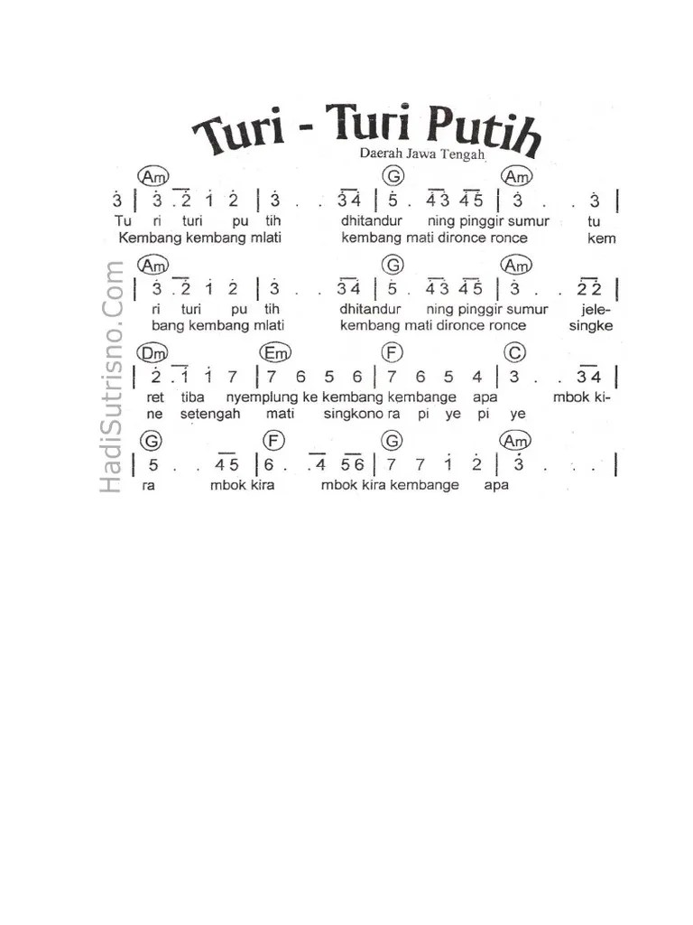 Lirik Lagu Turi Putih