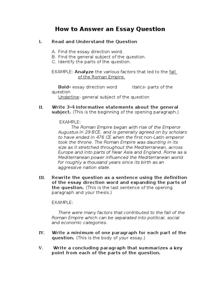 How To Answer An Essay Question PDF Reason Essays