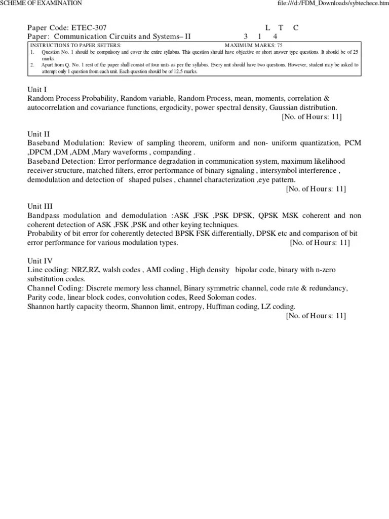 Instructions To Paper Setters Maximum Marks 75 PDF Modulation