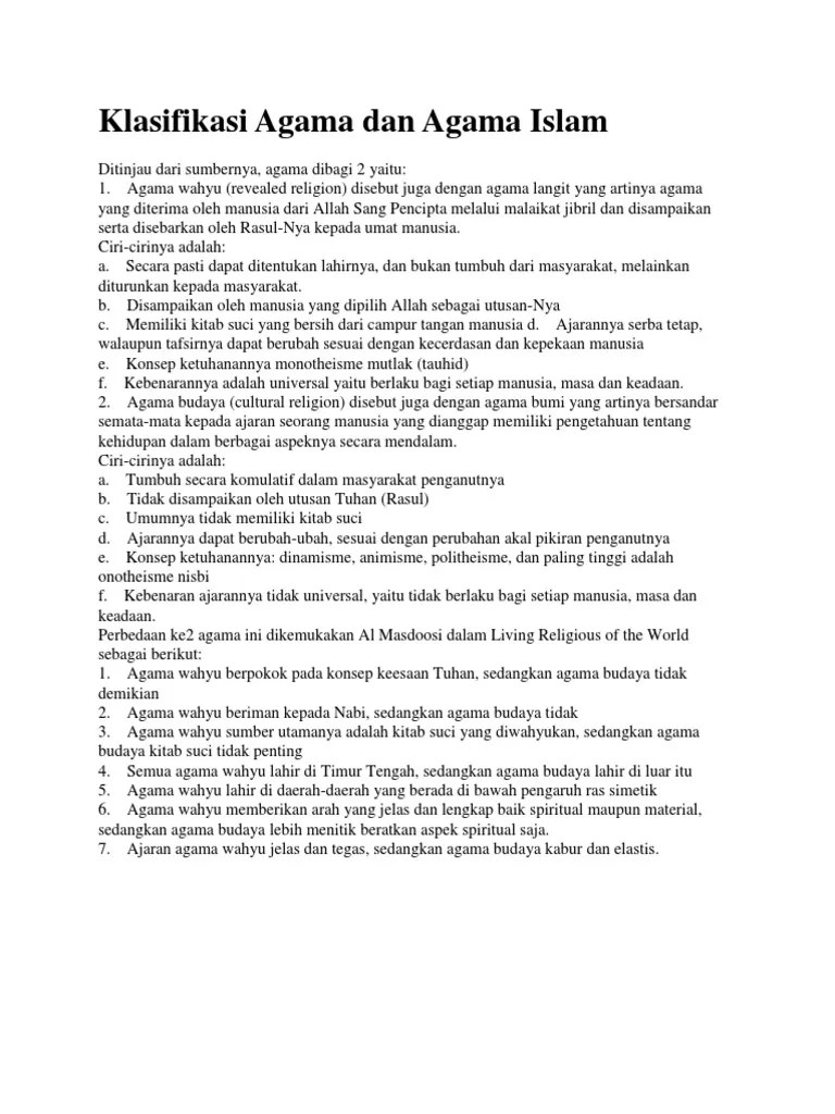 Klasifikasi Agama Dan Agama Islam | PDF