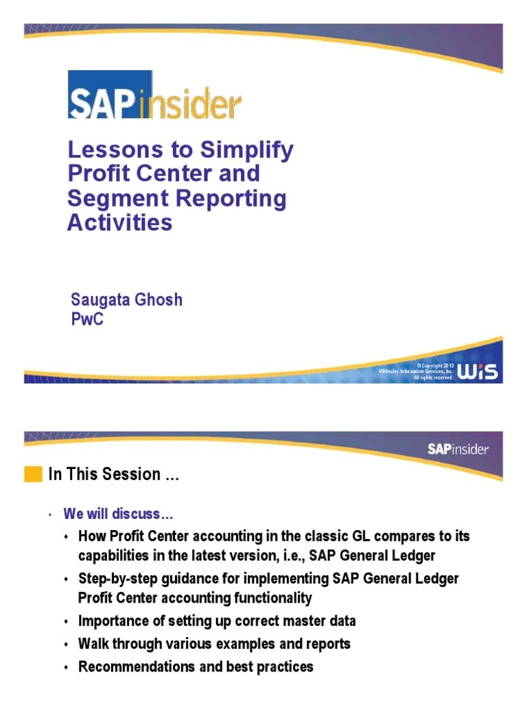 Sap Segments Profit Centers PDF Balance Sheet Statement
