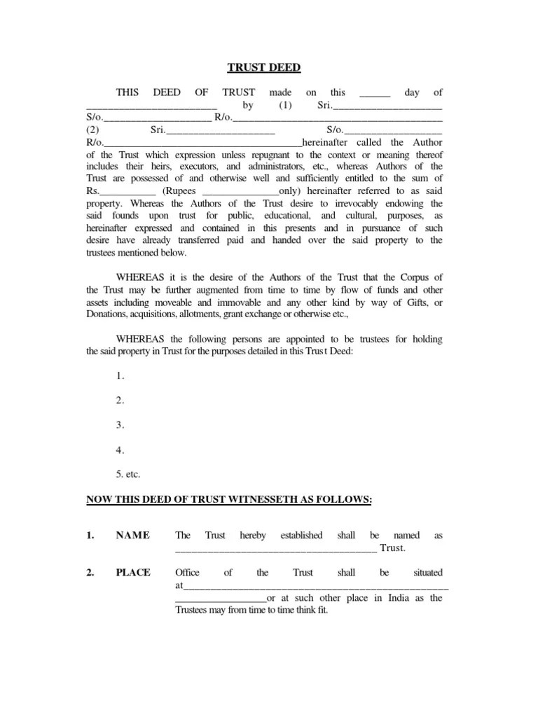 Trust Deed Trust Law Trustee