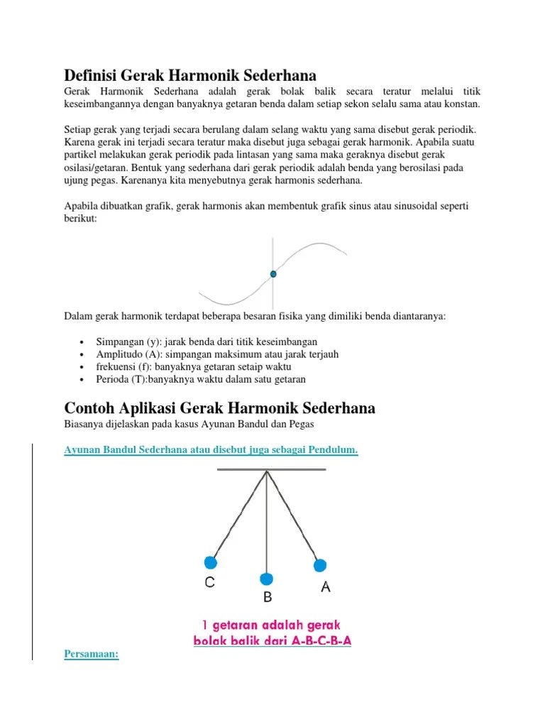 Definisi Gerak Harmonik Sederhana | PDF