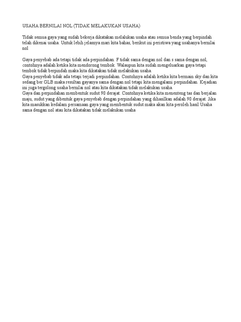 Usaha Bernilai Nol