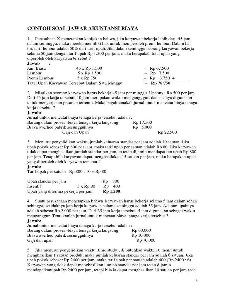 Contoh Soal Perhitungan Dengan Metode Abc
